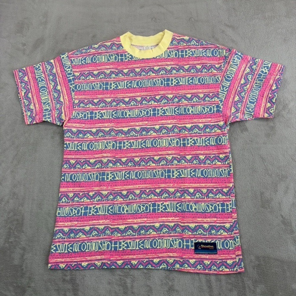 Vintage Shoreline Hawaii T Shirt Men Medium AOP Single Stitch Made USA 80s Skate